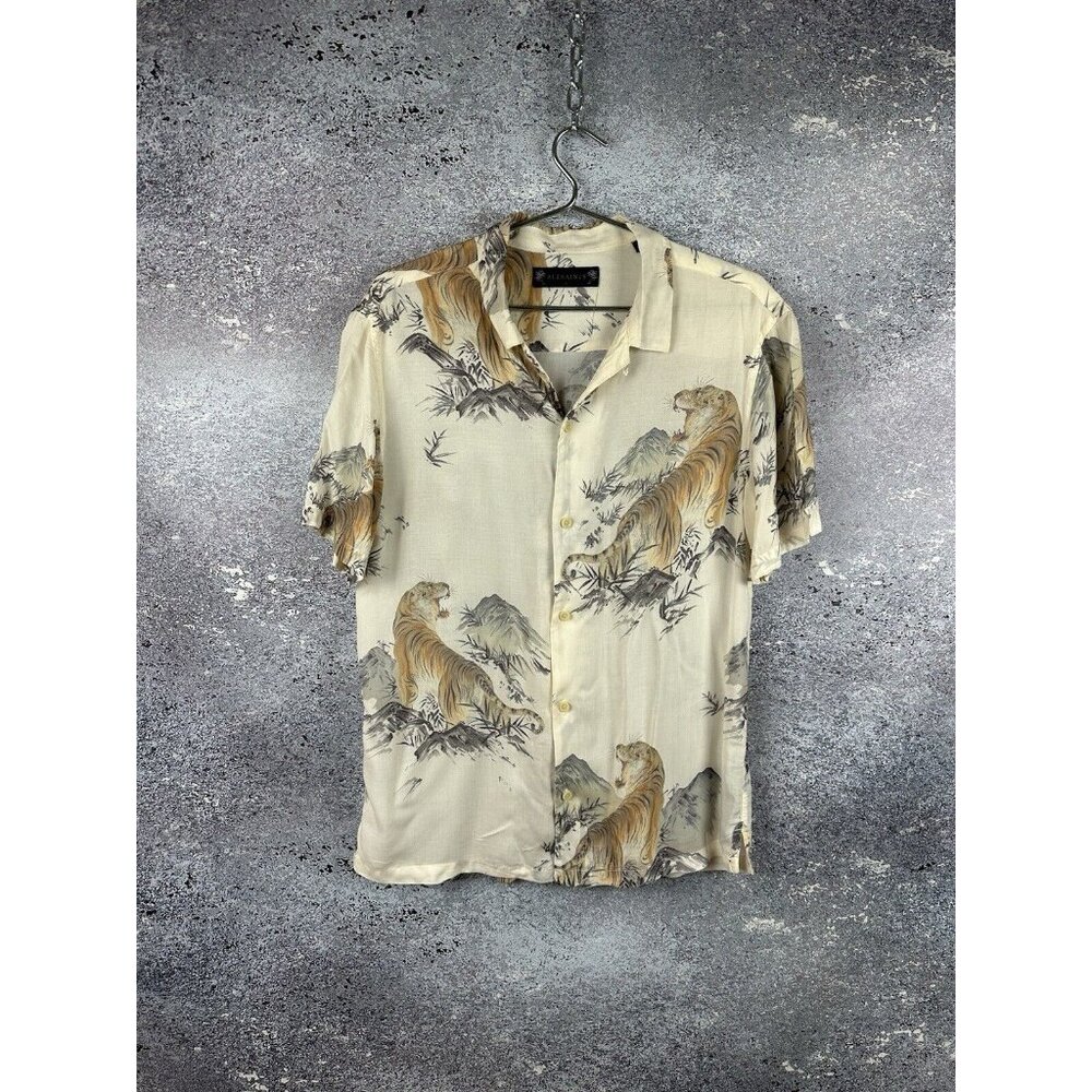 ALLSAINTS ORIENTAL KAYAN TIGERS MEN’S SUMMER SHIRT SHORT SLEEVE SIZE S